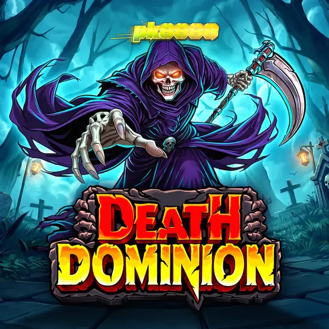 Tampilan visual slot Death Dominion dengan tema pemakaman gotik