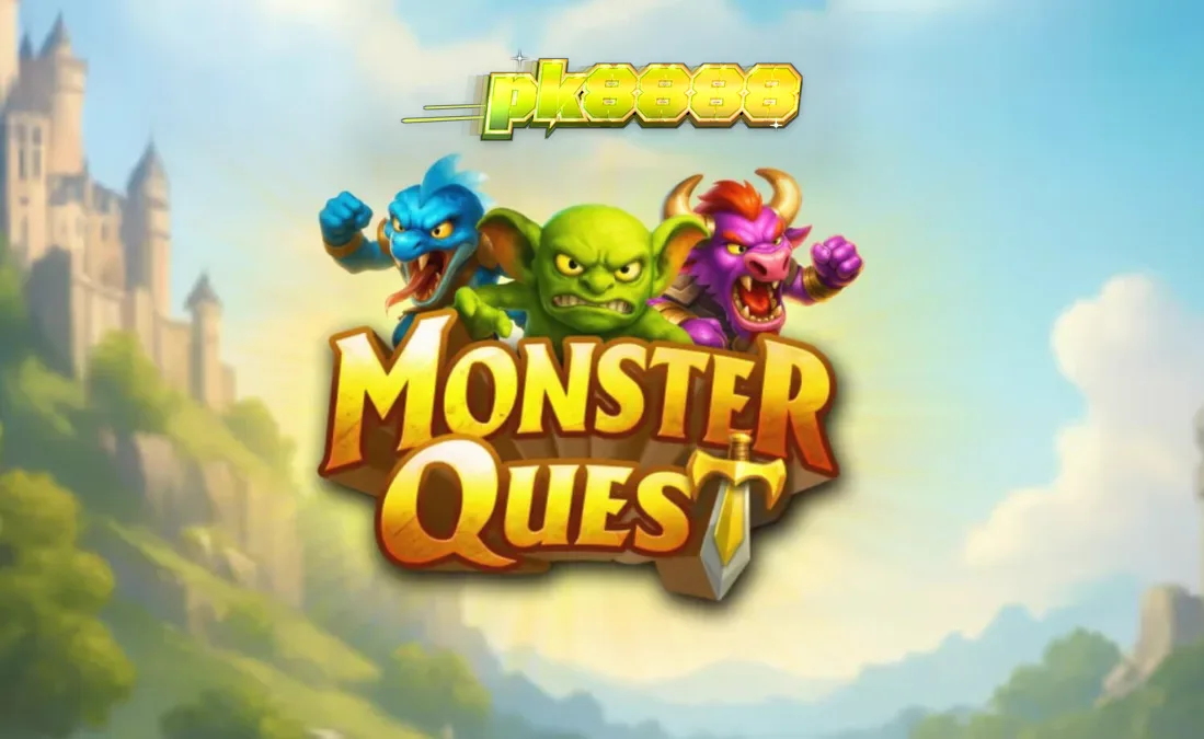 Tampilan visual slot Monster Quest dengan tema kastil abad pertengahan dan ksatria.